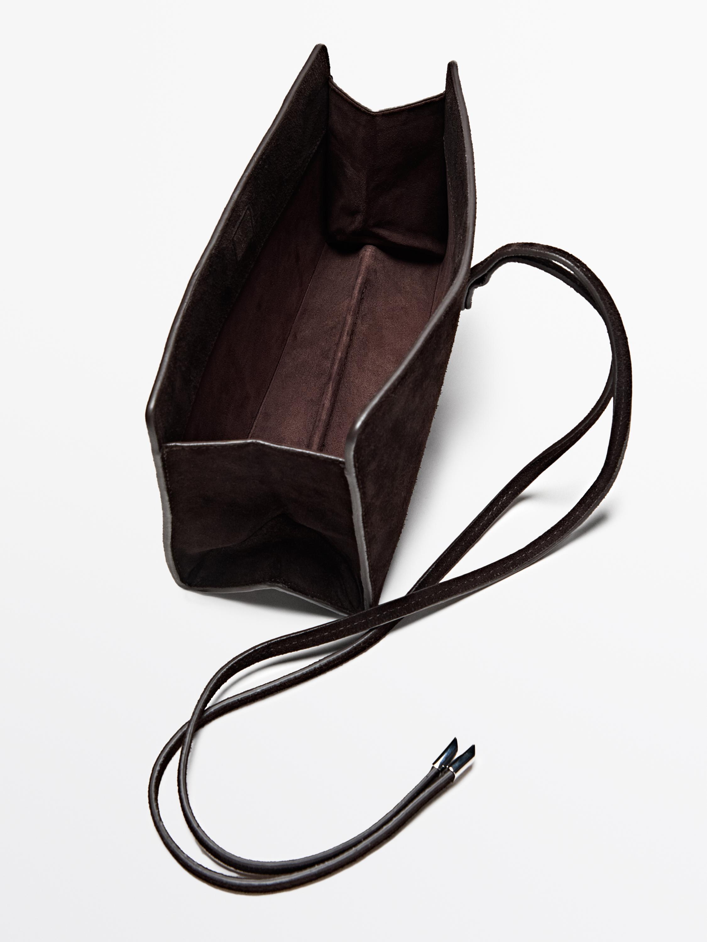 Split leather handbag